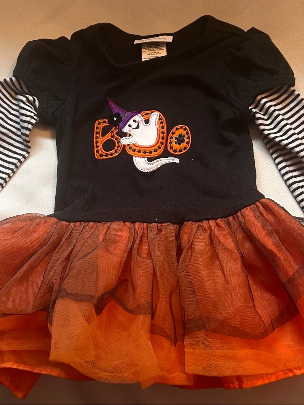 Bonnie Jean Black & Orange Ghost 'Boo' Tutu Dress